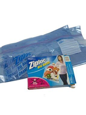 Ziploc Big Bags XL 10-Gallon Size With Double Zipper & Handles 2 Bags Included